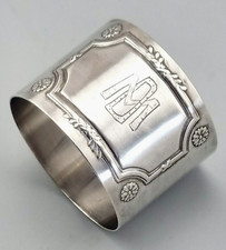 Antiker Gro&szlig;er Serviettenring Monogramm MD 800er Silber 19.Jh. Deutschland (122)
