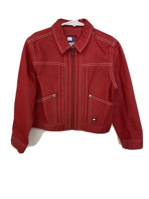 kids red denim jacket