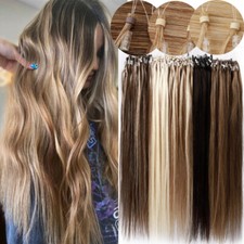 200PCS THICK 100 Remy Human Hair Extensions Micro Loop Tips Ring/Bead 50G-100G
