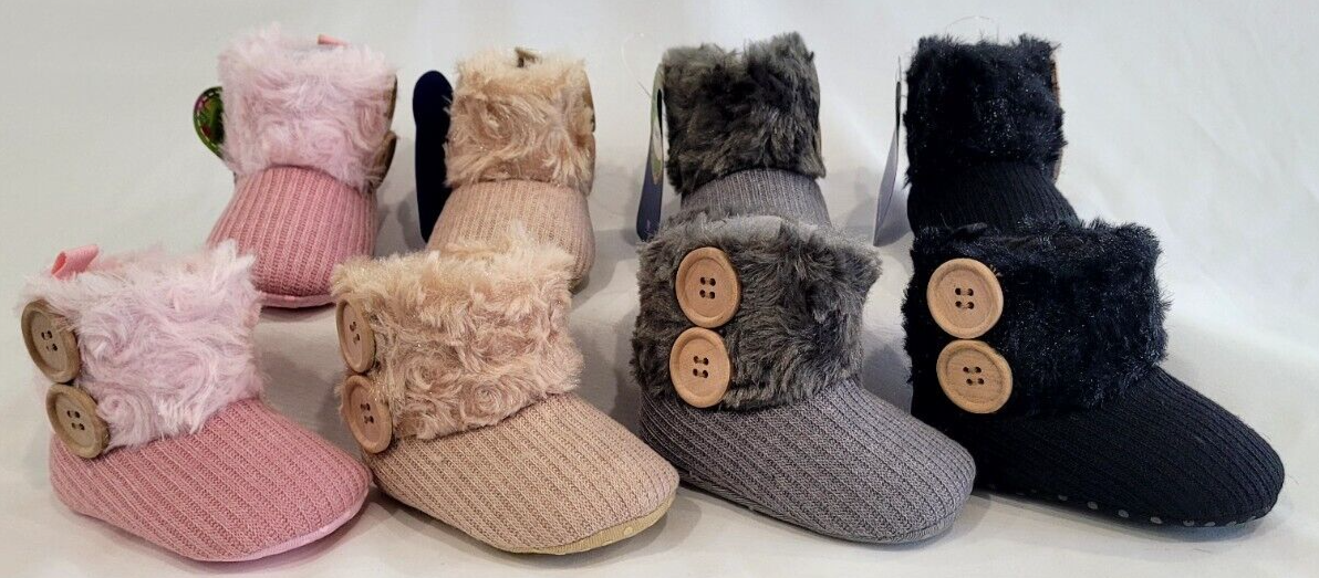 Baby Girl Beige Crib Shoes Faux Fur Boots Booties Slippers 06 Months