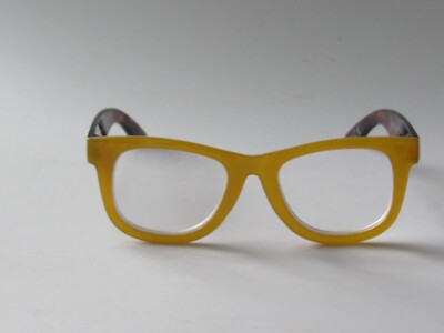 Betsey Johnson Yellow & Tortoise Thick Frame Wayfarer Reading Glasses NEW