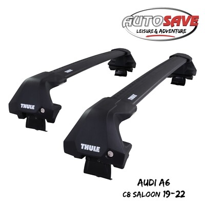 Thule WingBar Edge Black Aluminium Roof Bars Set to fit Audi A6 Saloon C8 19-22