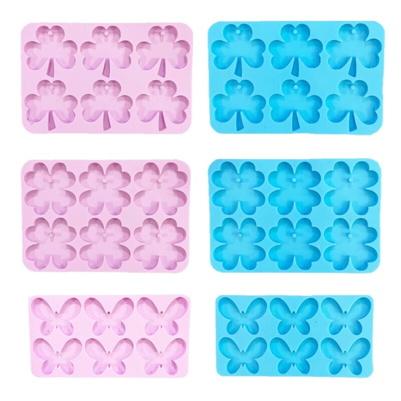 3Pieces for Butterfly Silicone Resin Mold for Butterfly Clover Shaped Epoxy Cast