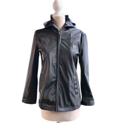 Colebrook & Co. Lightweight Hooded Rain Jacket Waterproof Zip-Up Coat Black S