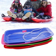 KIDS ADULTS LARGE HEAVY DUTY SNOW SLEDGE TOBOGGAN SLEIGH ROPE PLASTIC SKI