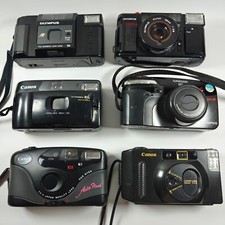 6x CANON + OLYMPUS 35mm Film Cameras Vintage Job Lot Superzoom 120 Snappy EL S