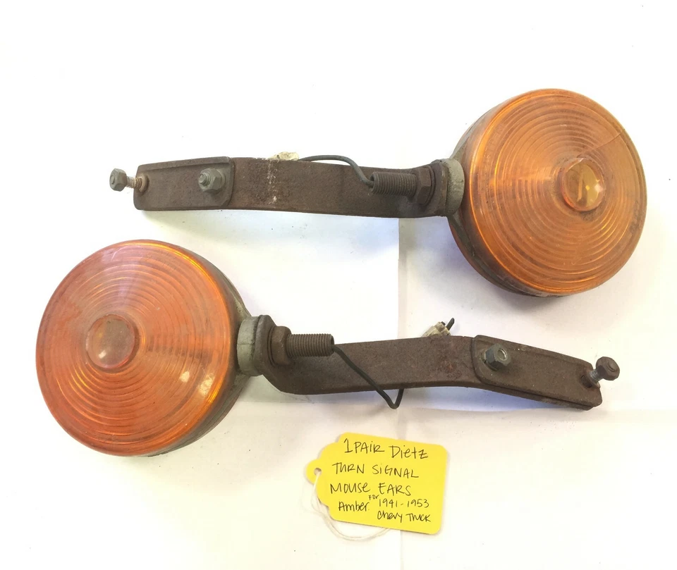Par original de orejas de ratón Dietz señal de giro ámbar para camioneta Chevy 1941-53 Foto 3 de 4