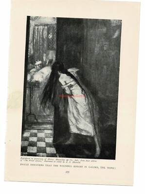 Isoult Discovers Wounded Knighy Galors a Monk, Book Illustration (Print), c1920