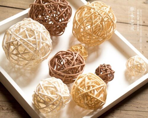 Christmas Tree DIY Accessories Wedding Rattan Ball Wood Coffee White 6/10/14PCS - Afbeelding 1 van 9