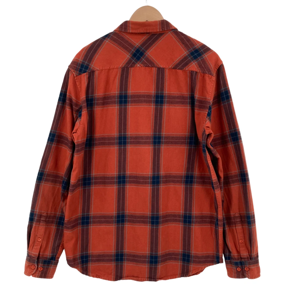 Tavik Button Up Shirt Mens Large Orange Plaid Flannel Cotton Long Sleeve Collar - Image 2 of 4