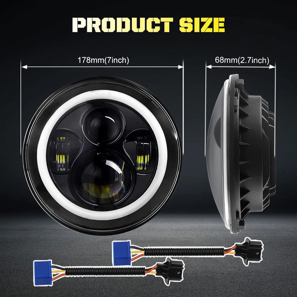 For Jeep Wrangler JK 07-18 Combo 7" Halo LED Headlight Fog Lamp Turn Tail Lights - Image 2 of 4