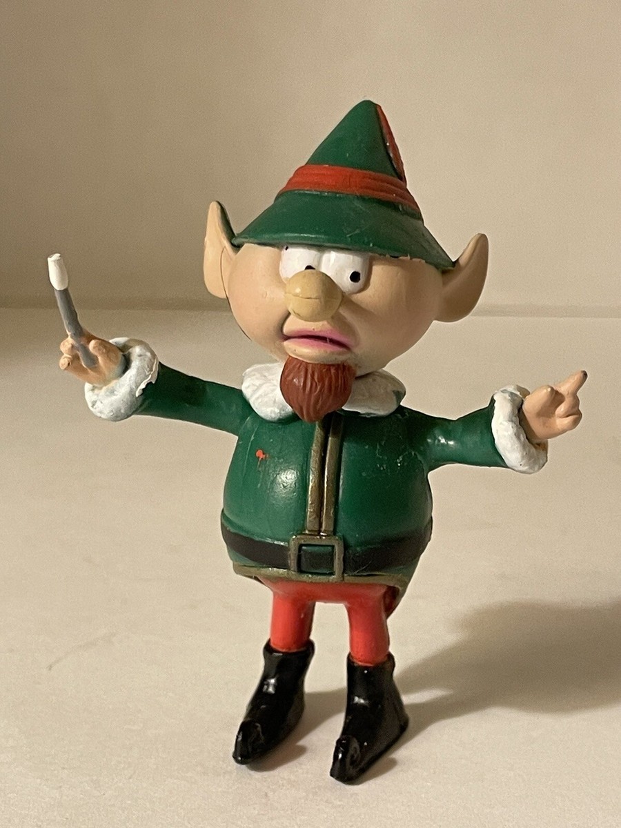 Chief Boss Elf With Conductor Baton Figure Green Rudolph Red Nosed