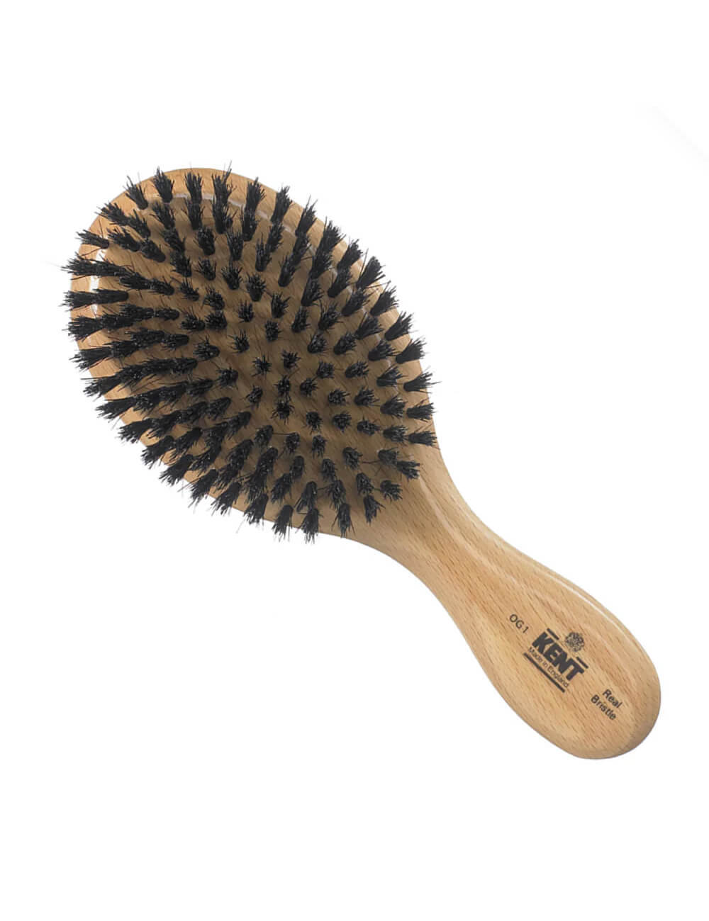 Kent Brushes OG1 Mens Finest Satinwood Pure Black Bristle Oval Club