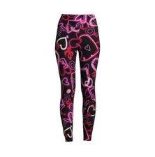 No Boundaries Juniors' High Rise Sueded Ankle Leggings-Neon Hearts -S 3/5 -NWT