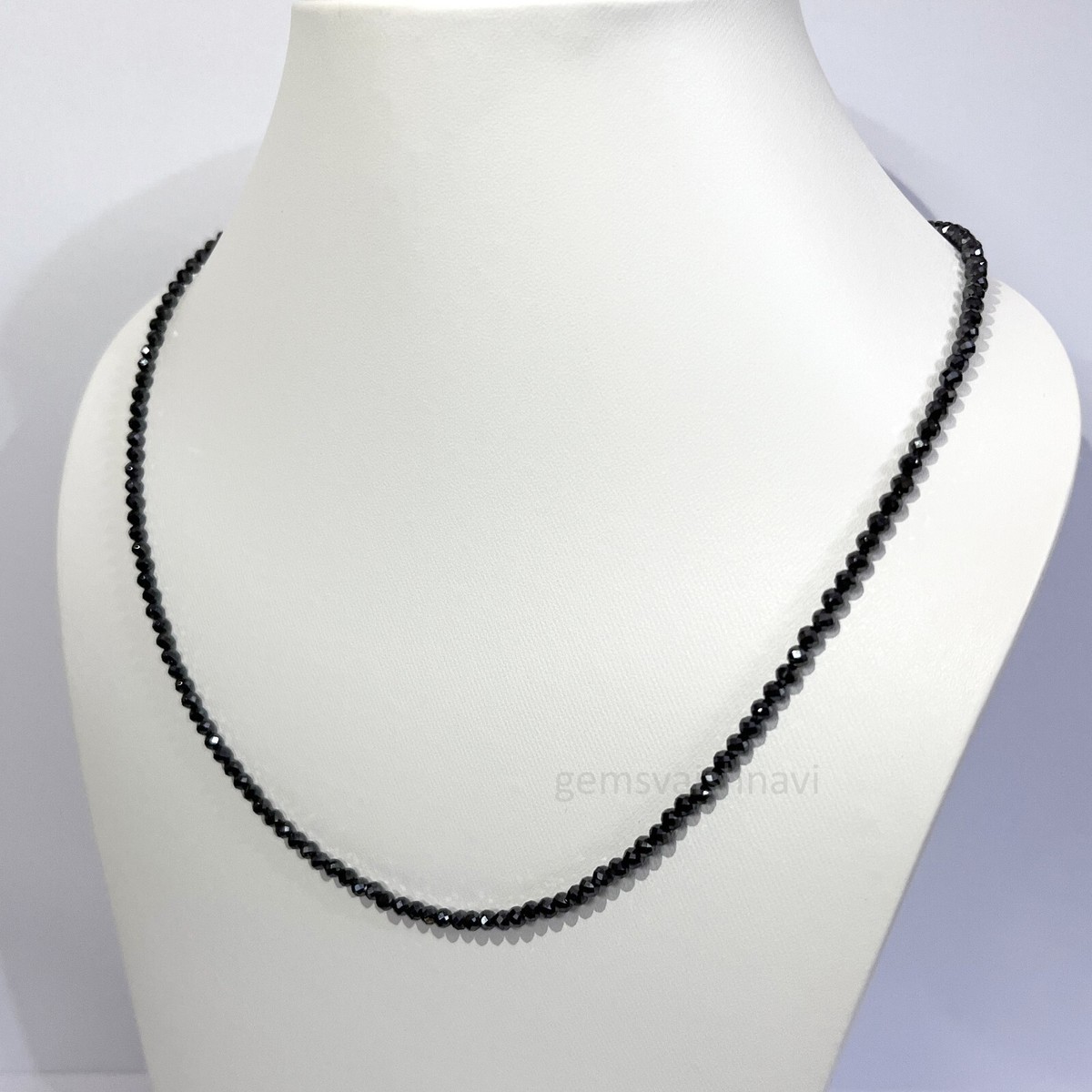 mm AAA Quality Certified Black Diamond Beads Necklace 18 inches