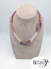 Collana 12 fili rosa tormalina