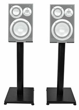 Black 21” Steel Bookshelf Speaker Stands For Yamaha NS-6490 Bookshelf Speakers