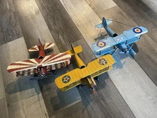 Retro Metal Biplane Model Set Of 3 Desk Accent Decor