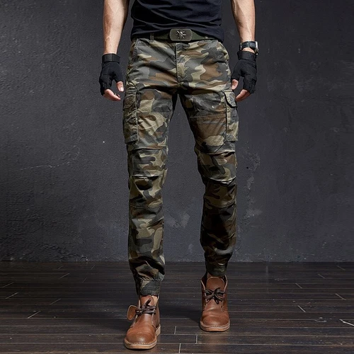 Hochwertige Slim Fit Camouflage Freizeit Cargohose Streetwear Hose für Herren - Bild 8 von 27