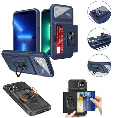Hülle für iPhone 13 12 11 14 Max 8 7 Stoßfest Kartentasche Ring Case für iPhone