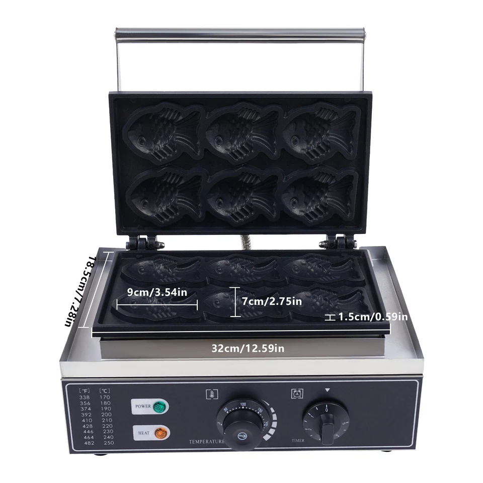 Fisch Waffeleisen, 110V 1,55KW Elektrisches Muffineisen für Zuhause Küche, Cafe Bar - Bild 4 von 4