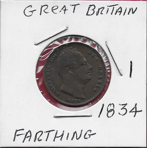 Photo of a 1834 William IV Farthing from an eBay listing that sold on Jul 22, 2026