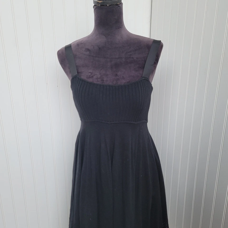 Catherine Malandrino Dress Knit Sleveless Black Ribbed Stretch Padded Bust Sz 4 - Image 2 of 4