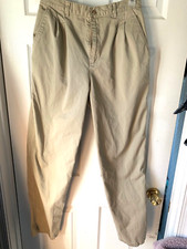 WP09-White Stag,Pleated,VINTAGE, Khaki, hiwaist Womens Pants 28x32 12T
