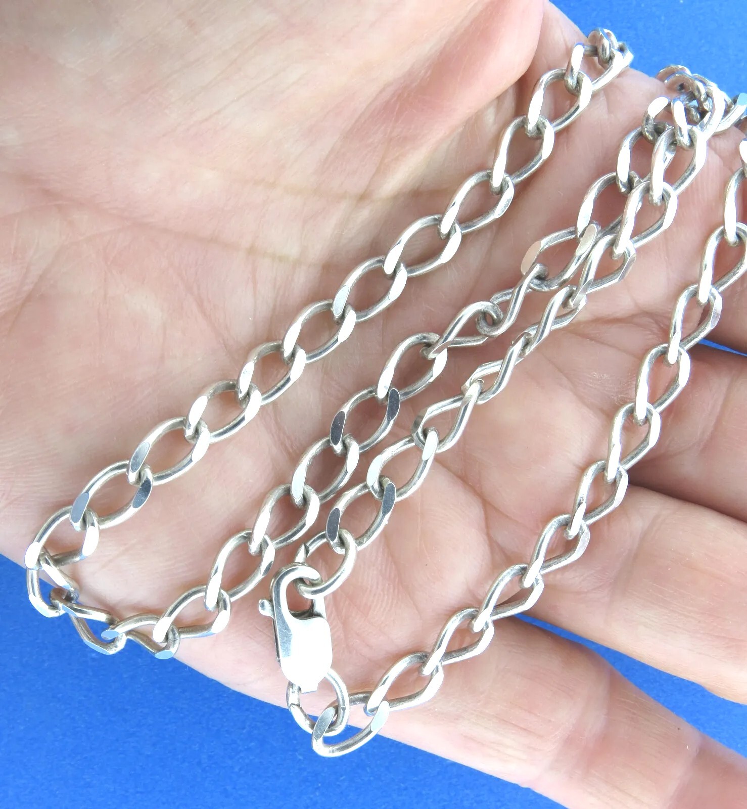 Sterling silver Curb Link Chain Necklace 5 mm 17.5" HTC 15.95g.