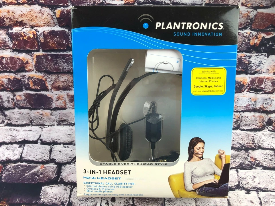  Plantronics M214i 3-in-1 VoIP Headset Headphones Mic For Cisco Noise Canceling  - Image 2 of 4