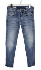 Jeans Replay Anbass Pour Homme W31 Délavé Whiskers Zip Fly Ajusté Droit