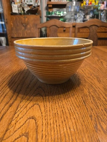 Vintage McCoy Yellow Ware Mixing Bowl/ Beehive Pattern