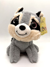 Toy-Time Raccoon Plush -Stuffed Animal Sparkly Eyes Striped Tail 6-7in New Grey