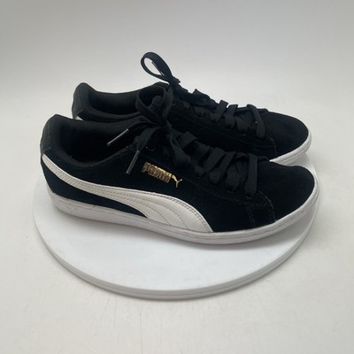 Puma Sneakers Vikky Womens 7 Black White Athletic Suede Walking Casual Shoes