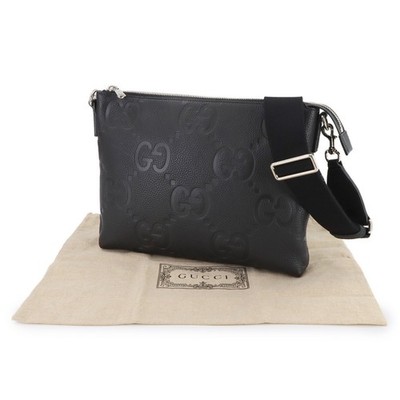 GUCCI Jumbo GG Shoulder Bag Leather Black 696009 Purse 90294439 | eBay