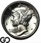 1937-S Mercury Dime, Flashy White Solid Gem BU++