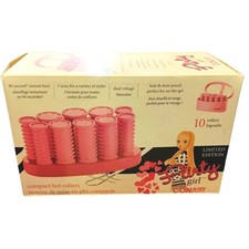 Conair Flirty Girl Compact Hot Rollers Pink Travel Zip 10 Rollers Electric NOB