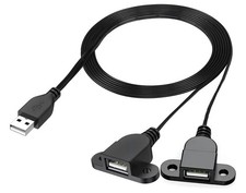 Guo USB Charging Extension Cable Male to Dual Female, 2.0 5 feet, Black 