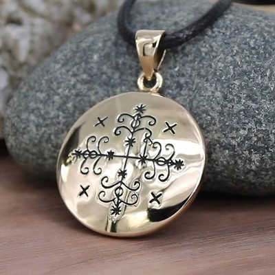 Papa Legba Voodoo Necklace - Bronze Loa Veve Pendant Vodoun Lwa Talisman Amulet