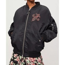 The KOOPLES Black Bomber Jacket fleur de lis ...