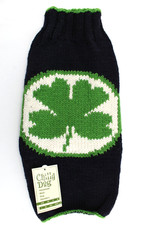 NEW Chilly Dog Wool Dog Sweater Lucky Clover Handmade S / M Winter Knit Green