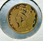 1850s  U.S Gold $ 1 Dollar Indian Head Coin Damaged Jewelry Grade