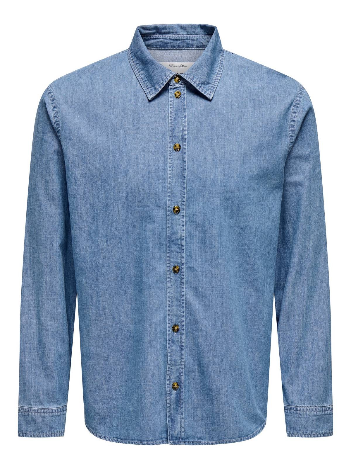 Only - Sons Sean York Denim Shirt Jeans - Gre L Herrenbekleidung Hemden 10390₽