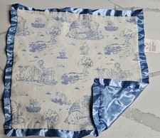 Disney Store Winnie the Pooh 13  Blue Lovey Security Blanket Square HTF Vintage