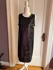 Michael Kors Sleeveless Black Gold Flip Sequin Cocktail Party Dress Size 10 NWT