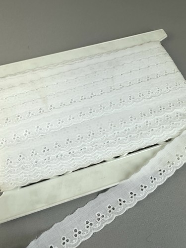 Vintage Spool Of Eyelet Lace trim- White 1” Wide