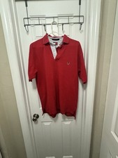 Medium Tommy Hilfiger Plain Red Polo Cotton Logo
