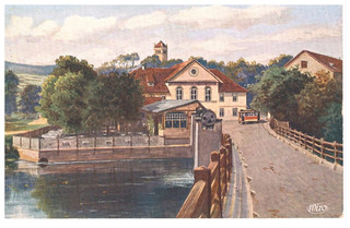 AK Jena Burgau Gasthof Straßenbahn um 1920