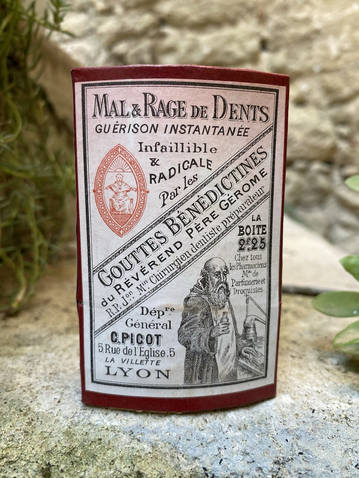 Antique Benedictine Drops Box Bad Tooth Rage 1900 Stunning Illustration