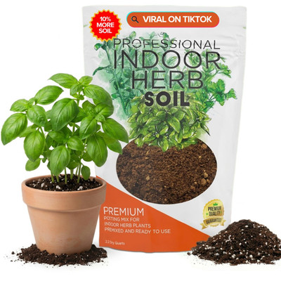 Professional Indoor Herb Soil Mix Large 2.2 Quarts, Plant